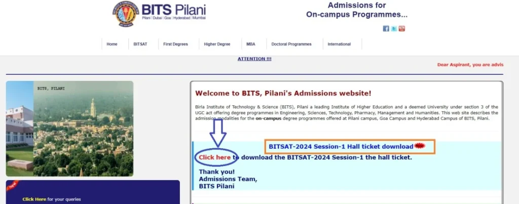 Bitsat Official Website