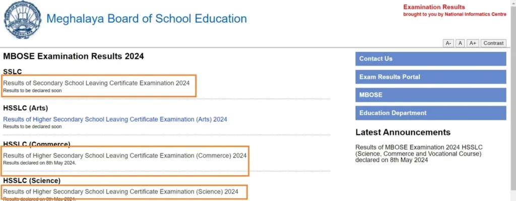 Home Page Of Meghalaya Board School Examination